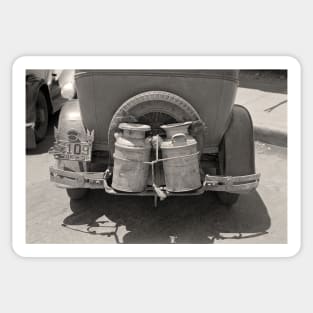 Milk Cans, 1939. Vintage Photo Sticker